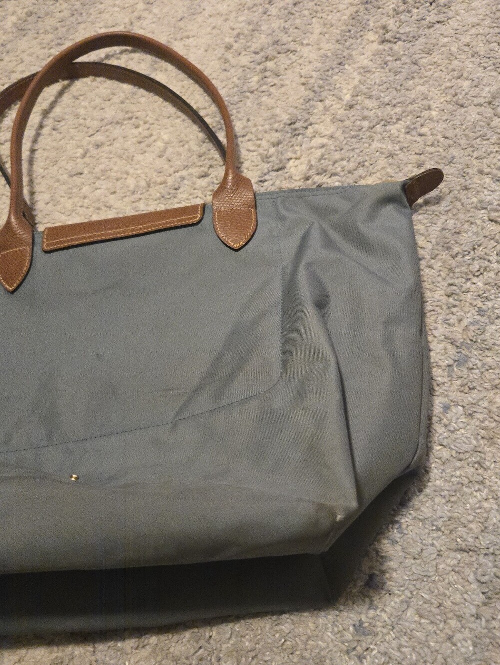 Longchamp Le Pliage Large Tote Bag Grey Blue Nylon Shoulder Shopping Travel L - Picture 10 of 15